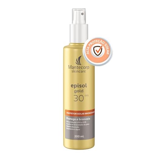 Protetor Solar Bronzeador Corporal Episol Gold Fps 30 – 200ml – Proteção UVA/UVB, Bronzeado Uniforme e Hidratação – Mantecorp