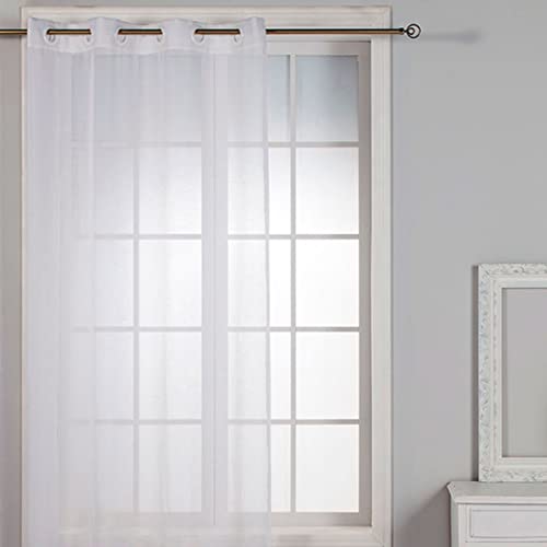 Lanovenanube Cortina confeccionada con ollaos Madeira - 140x270 cm - Color Blanco