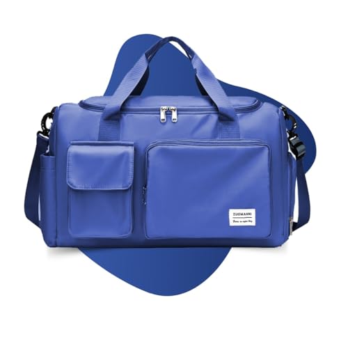Mala de Mao Compacta de Viagem Feminina Funcional Alca Transversal Bolsa de Viagem em Nylon Resistente com Bolso para Sapatos Ajustavel Leve e Versatil Ideal e Uso Diario (Azul Royal)