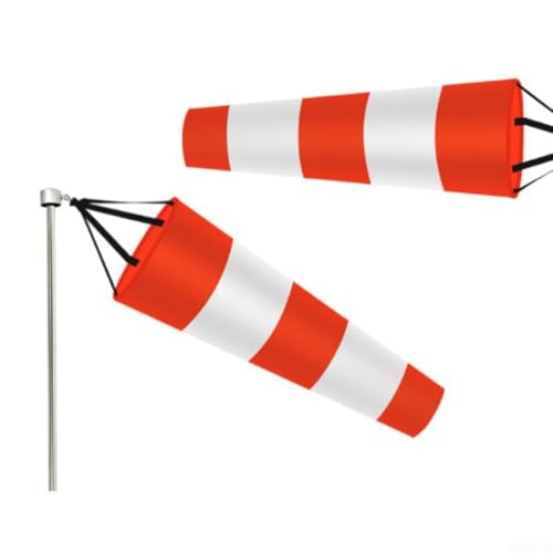 FACULX - Segnale riflettente per manica a vento, segnalatore di direzione del vento in poliestere rip-stop rosso e bianco (80 cm)