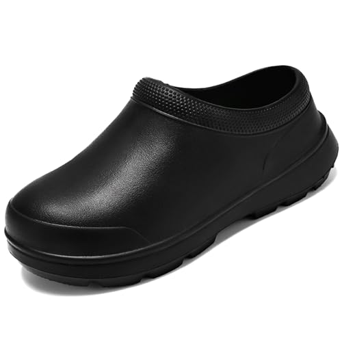 Chef Shoes for Men Croc Nonslip Water Proof Work Shoes Mens Clogs Comfortable Nursing Nurse Shoes for Gardener Men Indoor and Outdoor for Kitchen Office (Black,8.5)