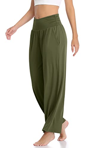Image of TARSE Womens Wide Leg Pants Casual Loose Yoga Sweatpants Comfy Lounge Pajama Flowy Pants Pockets