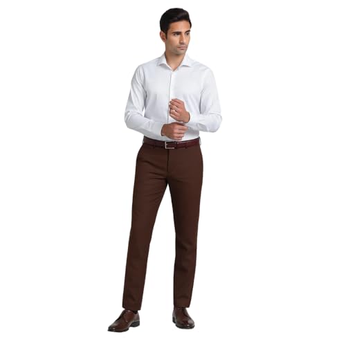Image of Men's Stretchable Formal Trousers | Regular Fit Mid Rise Office Wear Pants | Elasticated Waistband 2 Inch Stretch | 4 Pocket Pant