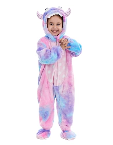 HSCTEK Baby Monster Costume, Infant Monster Cosplay Newborn Boys Girls, Toddler Halloween Onesie Suit Kids 9-12 Months Purple