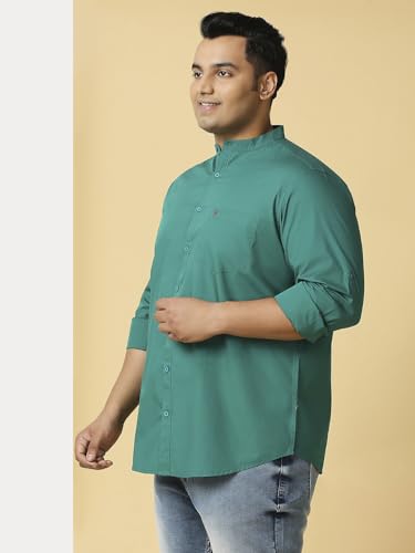 Image of Thomas Scott Mens | Full Sleeve | Solid Plain Color | Regular Fit | Plus Size | 100% Cotton | Mandarin Collar | Casual | Shirt