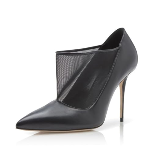 Zapatos de Tacón Alto para Mujer Cerrados con Punta Puntiaguda y Tacón de Aguja de Malla Transpirable Sexis a la Moda Sin Cordones Formales para Oficina Trabajo Fiestas Bodas,43 EU