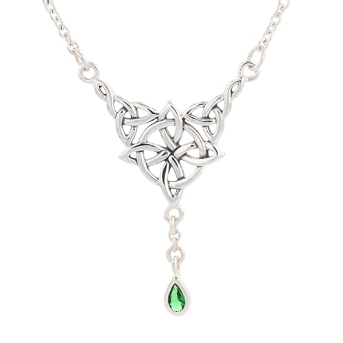 Jewelry Trends Celtic Luck Knot Sterling Silver Pendant with Green