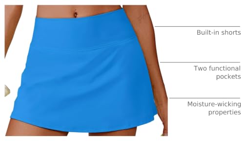 Image of PINSPARK Womens Tennis Skirt High Waisted Golf Skort with 2 Pockets Stretchy Athletic Skirts for Workout Pickleball Running