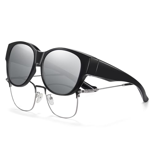 Image of HAOLOTA Fit Over Glasses Sunglasses for Women Polarized | Over Glasses Sun Glasses, UV400 Polarized Lens, Trendy Cat Eye Sunglasses, Lightweight and Flexible, Driving, Daily Use