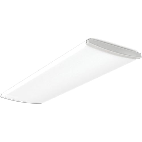 Lithonia Lighting TruWrap 4 Foot LED Ceiling Light Fixture, Low-Profile Wraparound LED Shop Light, Adjustable Lumens, Selectable Warm White/Cool White/Daylight Color, Curved Diffuser, Wide Width