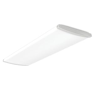 Lithonia Lighting TruWrap 4 Foot LED Ceiling Light Fixture Low-Profile Wraparound LED Shop Light Adjustable Lumens Selectable Warm