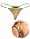 ohyeahlady Damen Micro Bikini Sexy Mini String Tanga Kunstleder Erotisch G-String Thongs Große Größen T-Back Unterwäsche Niedrige Taille Unterhosen Swimwear Beach Panty Plus Size Gold,S-M