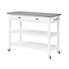   Convenience-Concepts-French-Country-3-Tier-Stainless-Steel-Kitchen-Cart-with-Drawers-White
