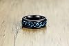 Epinki Bague Anti Stress, 8MM Bague Tournante Chaîne Argent Bleu Acier Inoxydable Homme Bague Rotative Taille 52 #3