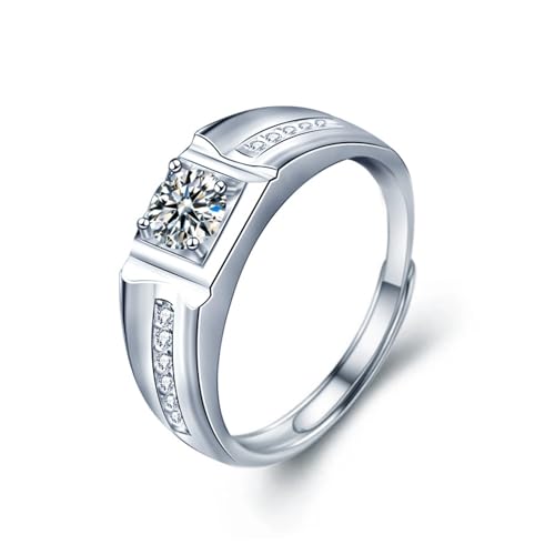 Bagues en moissanite 1 ct pour homme en argent S925 élégantes et certifiées VVS1