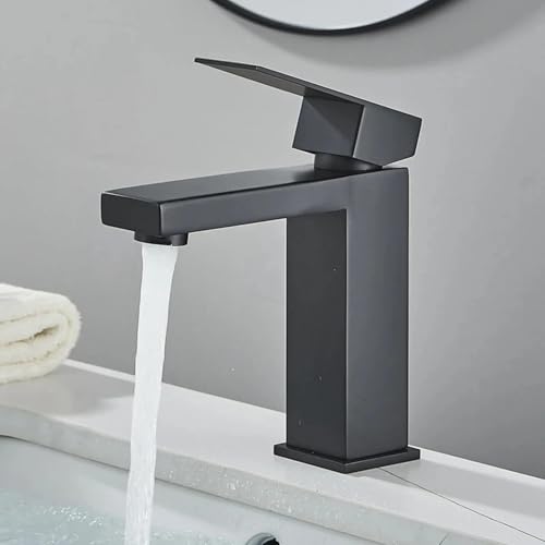 Robinet de bassin de salle de bain noir argent en laiton LWX