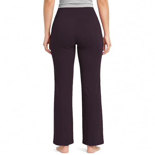 Image of NINQ Women High Waist Flare Pants Lite Regular | Smart Casual Korean Trouser for Office Wear, Gym, Sports, Travel & Daily Styling