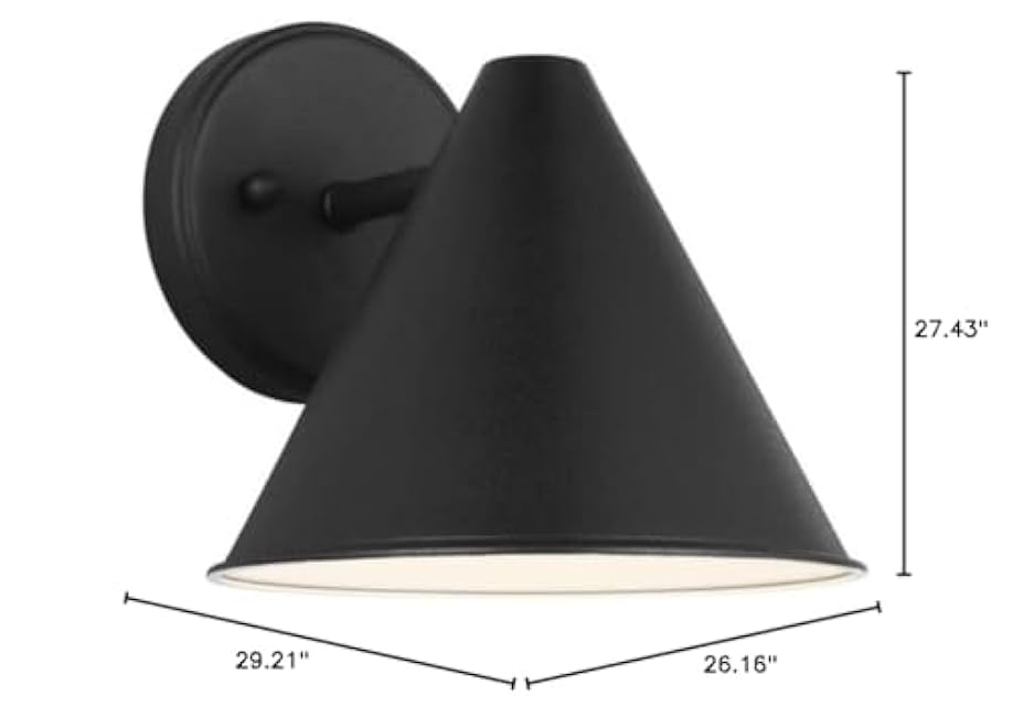 Generation Lighting 8438501-12 Crittenden Dark Sky Compliant Metal Cone Outdoor Wall Sconce Lighting Fixture, 1-Light 75 Watt, 8 H x 8 W, Black