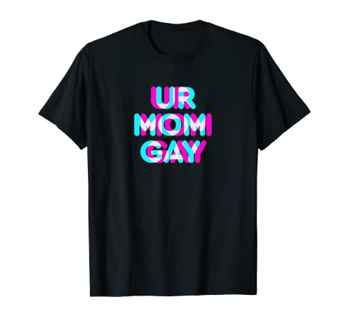 Ur Mamá Gay Lol Divertido Gamer Meme Anaglifo Estilo Camiseta