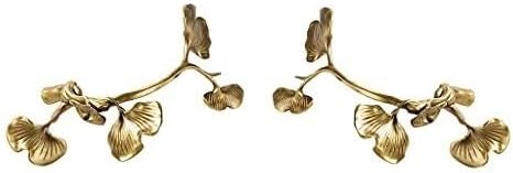 Ginkgo Leaf Metal Curtain Tiebacks Set of 2, Gold Decorative Wall Hooks, Artistic Curtain Holdbacks for Home Window Treatment