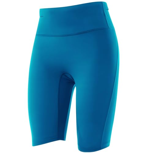 Short de course à pied anti-frottement femme taille haute en nylon bleu
