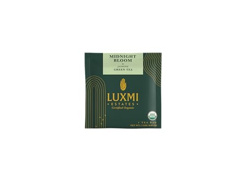 Image of Luxmi Estates Midnight Bloom Jasmine Green Tea - 15 Bags (30g) x 6 Pack | USDA Organic | With Organic Jasmine Buds | Darjeeling Green Tea | 90 Cups