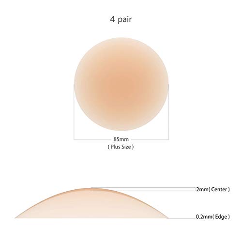 Gmumu® Ultra Dünne Damen Nippel Covers Wiederverwendbar und Selbstklebende Nippel Abdeckungen aus Silikon Aufkleber Nippelabdeckungen - Rund, 8cm (Beige, 4)