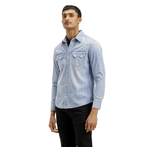 Image of Levi's Men's Solid Slim Fit Shirt Light-Blue