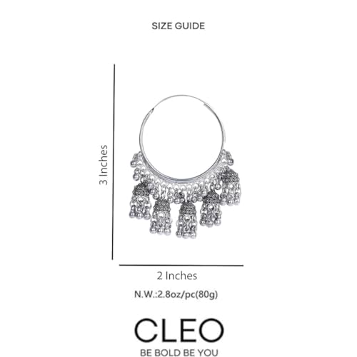 Image of Premium Oxidized Jhumki Earrings for Women | Chunky Long Ghungroo | Bridal Dulhan Temple Jewelry | Anti Tarnish Hypoallergenic Festive Earrings for Navratri, Garba, Dandiya, Diwali ,Wedding