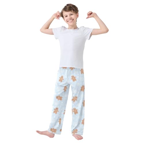 Boys' Pants Gingerbread Men Snowflake Blue Long Bottoms Jogger Pants Elastic Waist Trousers with Pockets S-XL2