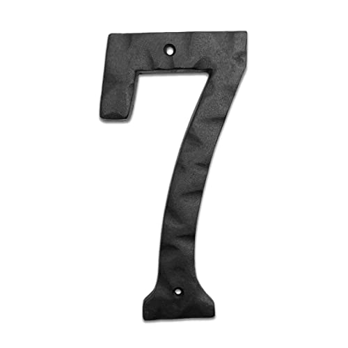 Image of NACH House Numbers for Outside, 6 inch Black Address Numbers for House - Number 7 - Rustic Numbers for Outside with Mounting Hardware