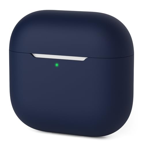 Mocarheri Funda Compatible con AirPods 4.ª Generación 2024, Protectora de Silicona para AirPods 4, Suave a Prueba de Golpes, LED Visible Frontal, Azul Oscuro