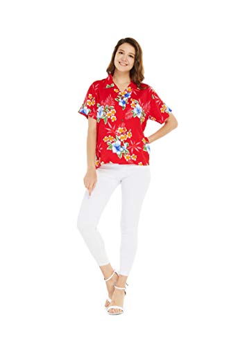 Image of Matchable Family Hawaiian Luau Men Women Girl Boy Clothes in Hibiscus Red