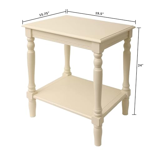 Image of Decor Therapy Simplify Oak Wood Accent Storage Shelf End Table, Traditional Style, Antique White - (24 inch x 19.5 inch x 15.75 inch)
