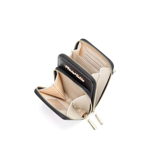 Frida Kahlo Artistic Phone Wallet Crossbody Bag, Floral Butterfly Design, Multi-Compartment with Card Slots, Beige and Black4