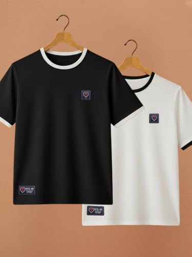 Image of YAZOLE Men's Round Neck Solid T Shirt | Regular Fit Lycra Blend Half Sleeve Tee | Casual Gym Running Walking Sports Office Travel | Stretch Fabric | Comfortable for Everyday use | (S to XXL)