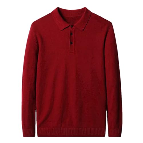 Men's Cashmere Sweater Solid Long Sleeve Polo Collar Casual Knit Pullovers Warm Jumper Tops