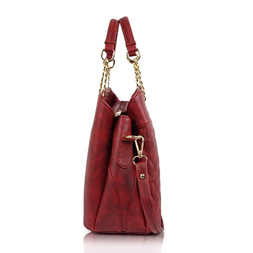 Image of EVEDA Synthetic Vegan Leather Classic Chain Strap Top Handle Handheld Shoulder Crossbody Water Resistant Handbag For Women