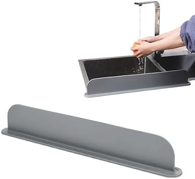 Splashproof Sheet Kitchen Sink Silicone Guard Sink Dish and Vegetables Wash Splash Proof Guard Soft Easy Clean Screen Panel Plate Draining Splash Proof Kitchen Sink Accessories Grey-Length 52cm
