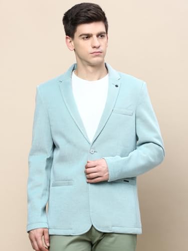 Image of SHOWOFFFF Men Solid Single Breasted Party Blazer | Notched Lapel Full Sleeves Cotton Blazer's for Mens | Slim Fit Regular Length Blazers for Men's