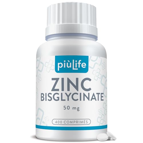 Zinc Bisglycinate 50 mg (dont 15 mg de Zink Élémentaire) PiùLife – ZN Complément Alimentaire Hautement Biodisponible – Peau, Cheveux, Ongles, Immunité –...