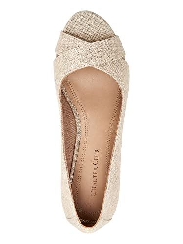 Charter Club Womens Toniie Canvas Slip On Wedge Heels Metallic 7.5 Medium (B,M)3