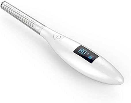 Heated Eyelash Curler - Best Mini Electric Heat Eye Lash Curling Kit with Comb - Portable USB Rechargeable Heating Eyelash Brush with LCD Display (White)