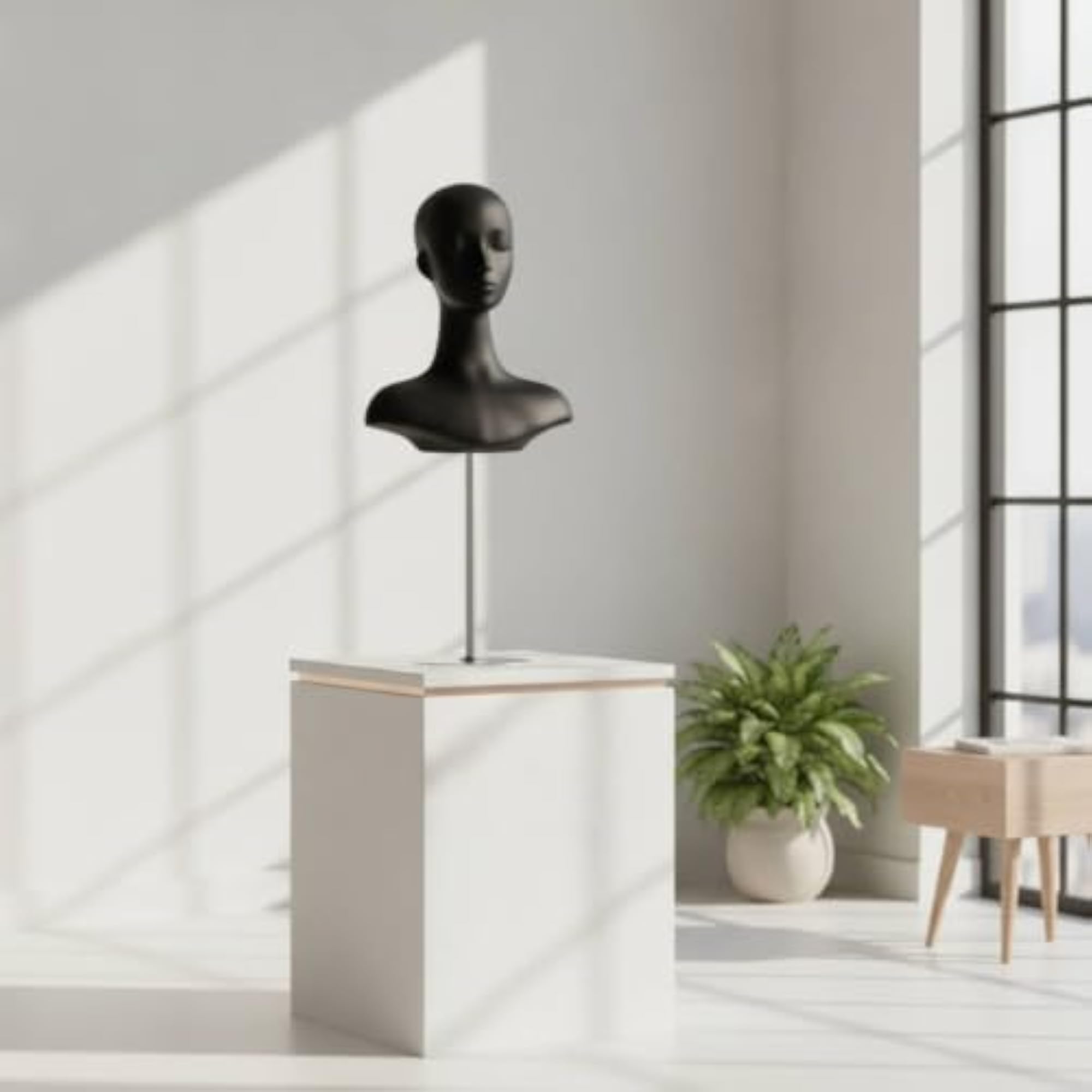 Matte Mannequin Head with Shoulders, Minimalist Design