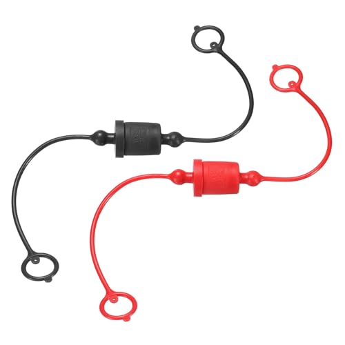 Image of HARFINGTON 2Sets 3 /8 Hydraulic Hose Dust Cap and Plug Kit, ISO-A Male Dust Cap & Female Plug Cover Quick Disconnects Air Coupler Cover Port Plug Fittings with Retention Ring, Red /Black