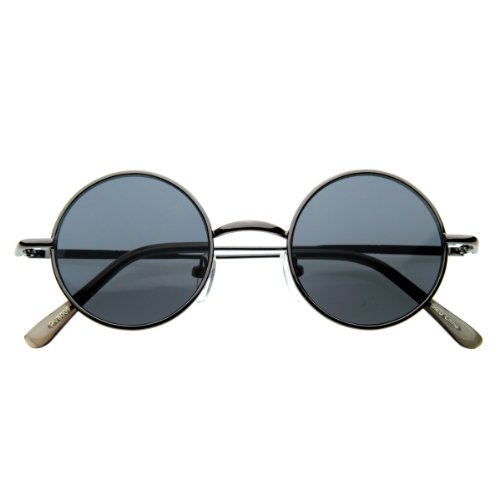 Image of zeroUV Small Retro-Vintage Style Lennon Inspired Round Metal Circle Sunglasses