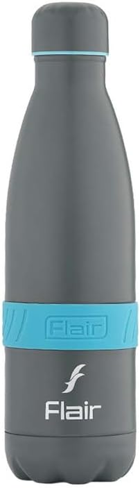Flair Fuel Insulated Steel Bottle | Upto 24 Hours Hot & Cold | Leakproof, BPA-Free, Tough & Durable, Copper Coated-Double Walled, Rust Free Water Bottle (750 ml,Grey)