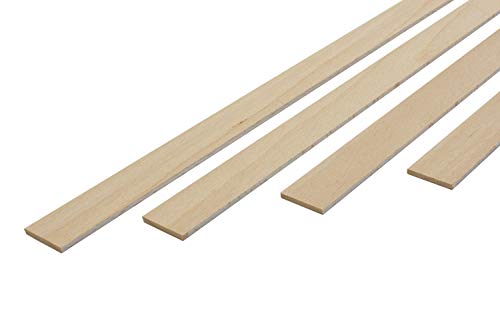 Wodewa Listones de Haya Fuerte - Chapa Auténtica 3 mm x 30 mm x 500 mm - Juego de 15 Listones Macizos para Manualidades DIY