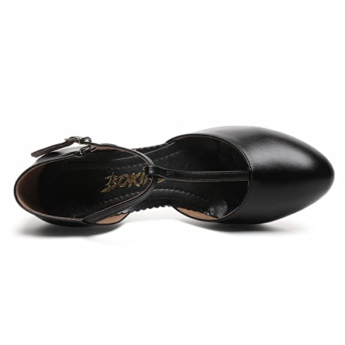 Women's T-Strap Latin Salsa Dance Heels Non-Slip Ballroom Character Shoes Wedding Prom Pumps (8.5 / Black) #TOP4