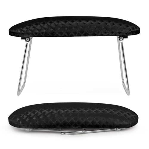 krofaue Nail Arm Rest Cushion, Professional Hand Rest for Nails Tech Black, Microfiber Leather Nail Rest Stand for Acrylic Nails Folding Hand Holder for Nails Pedicure Salon Home Use
